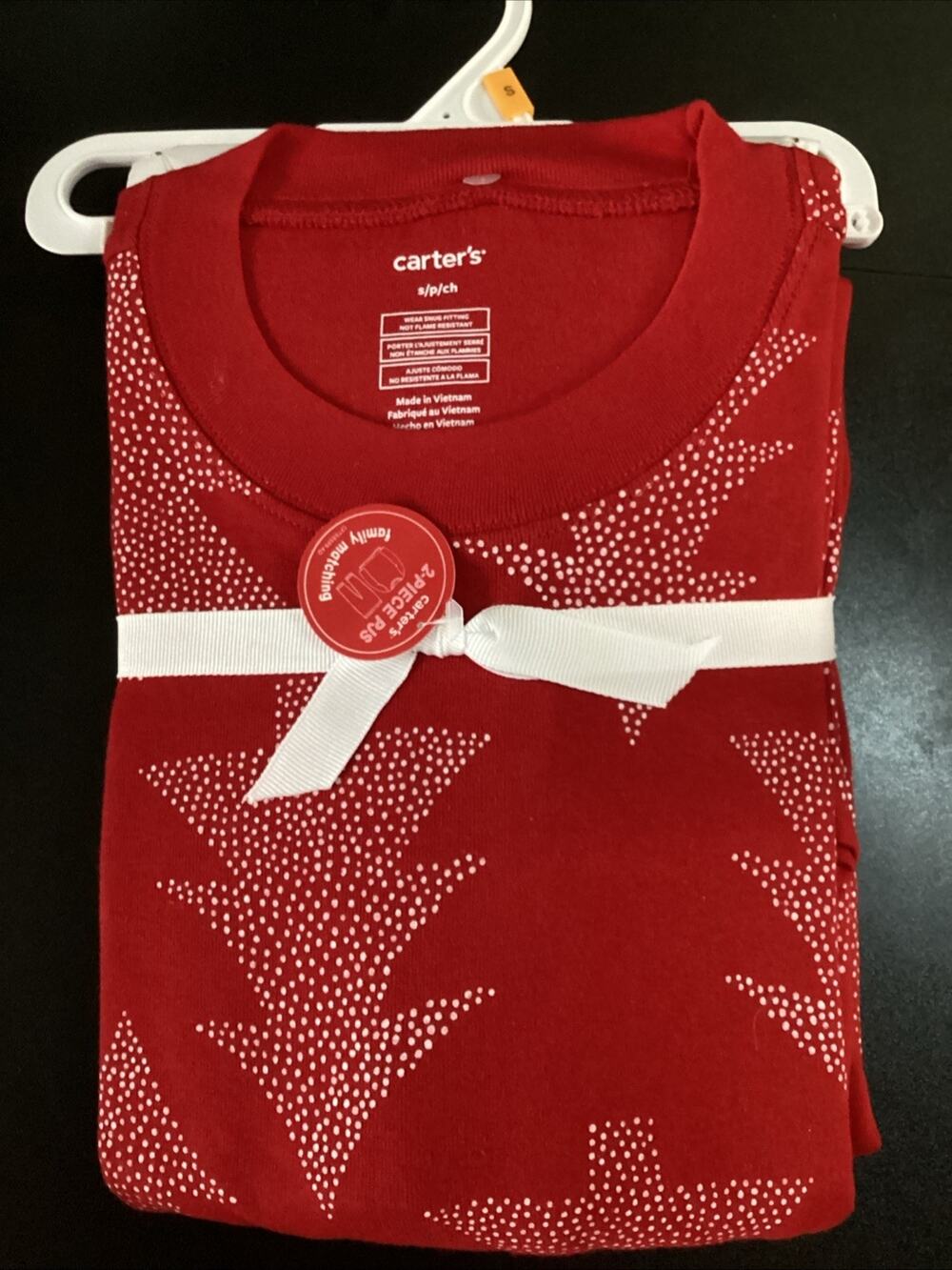 Carter's Red And White Christmas Tree Pajamas Set Adult Size Small